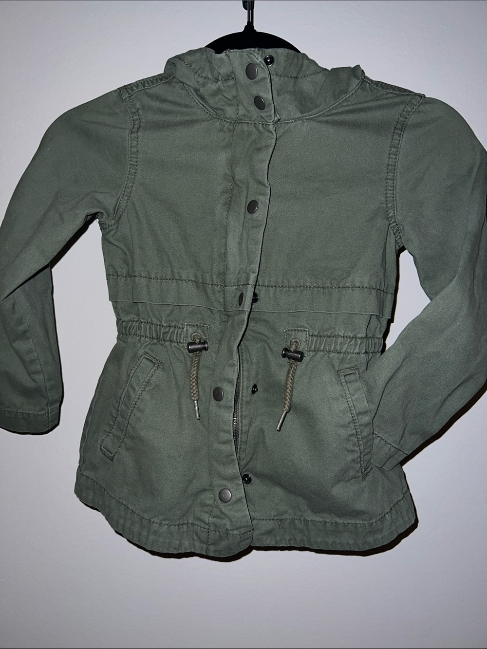 Old Navy Girls Olive Green Hooded Drawstring Jacket